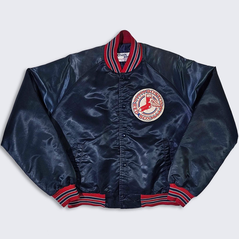 Boston Red Sox Vintage 80s Chalk Line Satin Bomber Jacket